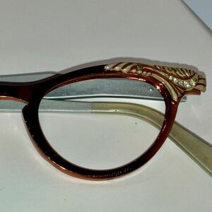 Suron Strawberry Blonde Vintage Cat Eye Rhinestone Eyeglass Frame Never Worn